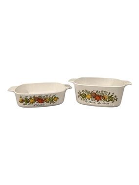 Set Of 2 VTG Corning Ware Spice Of Life A-1-B & A-1 1/2-B Casserole Dish No Lids